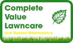 The Complete Value Lawncare Logo. It is green with the lawn care words to show that gardening services in Wakefield are provided.