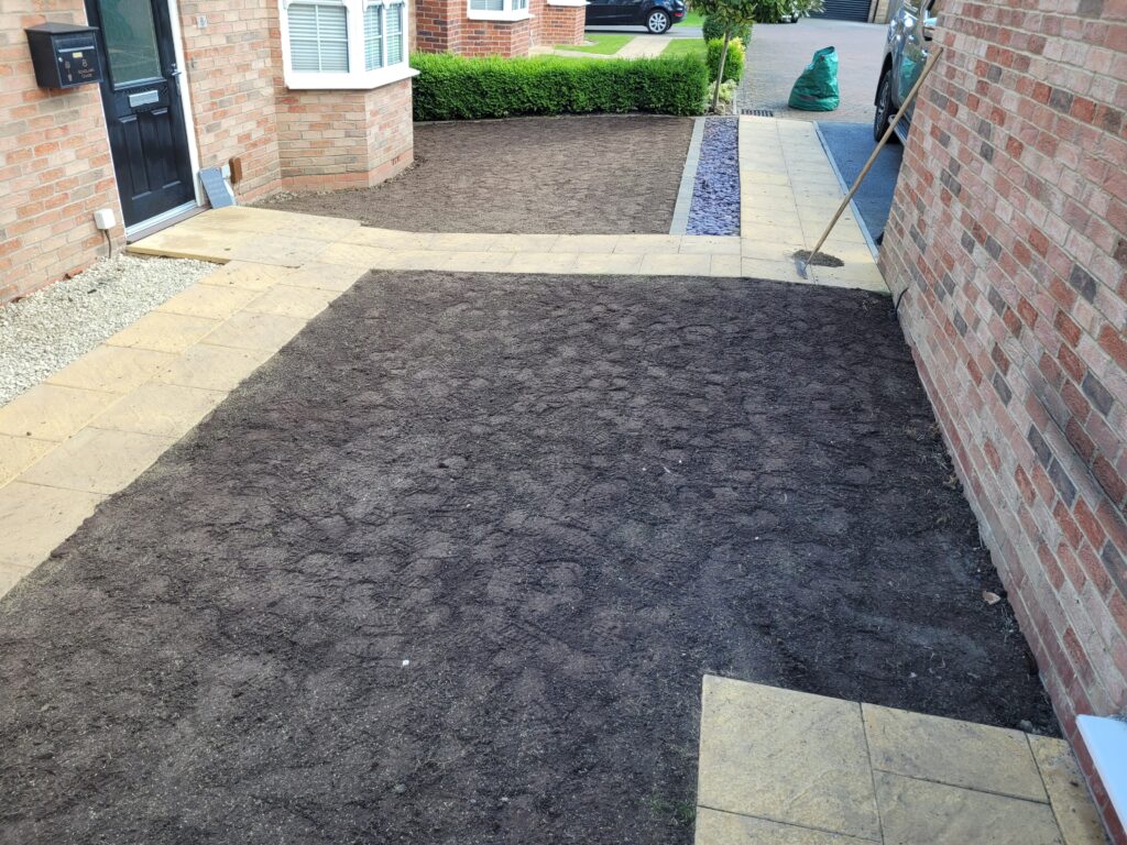 The lawn renovation process on a lawn in Wakefield