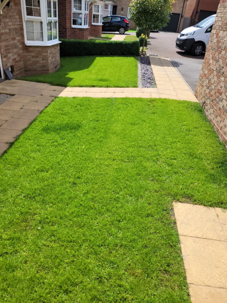 Finished example of full lawn renovation in Wakefield