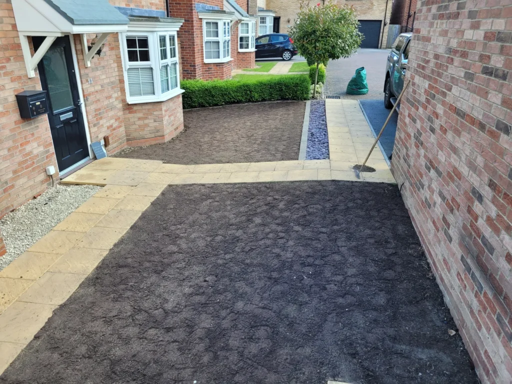 Prepared seedbed ready for grass seed after lawn renovation
